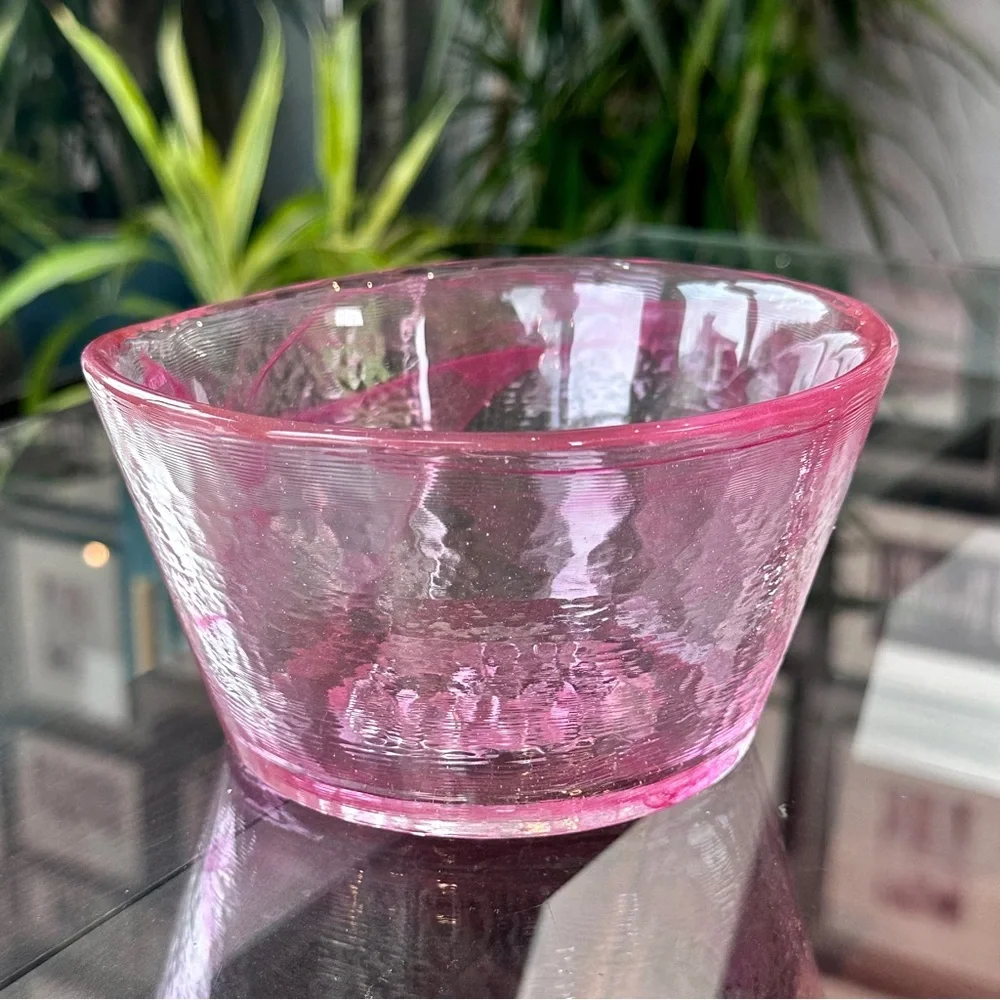 KOSTA BODA Pink Swirl Art Glass Mine 6” Bowl By Ulrica Hydman-Vallien - GORG! - Picture 3 of 16